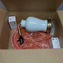 Modern Ceramic Table Lamp 23" White Ceramic Lamps for Living Room, Rustic Farmhouse Bedside Lamp with Ginger Jar Design, Elegant Bedroom Lamp for Nightstand Desk Side End Table Home Decor