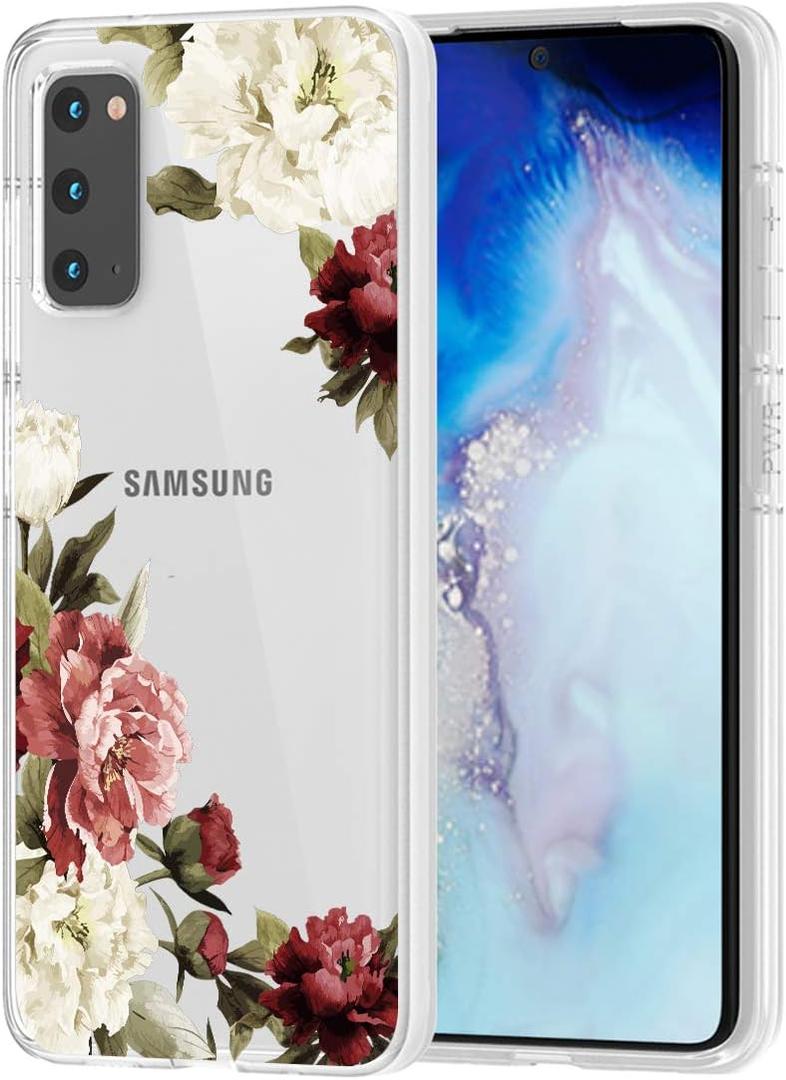 Designed for Samsung Galaxy S20 Case/Galaxy S20 5G Case 6.2 Inch, Slim Shockproof Clear Soft Flexible TPU Back Phone Case Cover for Samsung Galaxy S20 5G (Blossom Flower)