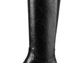 Women's Knee High Boots Round Toe Low Heel Stretchy Tall Boots Women