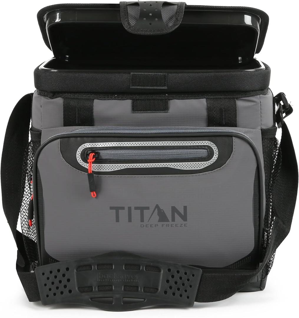 Titan Deep Freeze Coolers - Zipperless Hardbody Cooler - Deep Freeze Insulation, HardBody Liner, and SmartShelf (Sharkskin Gray)