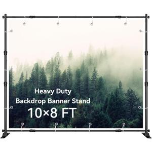 8'x10' Background Stand Backdrop Support System Set- Photo Video Muslin Studio Backdrop Stand with Carry Bag -Adjustable Backdrop Stand for Trade Show, Photography & Video
