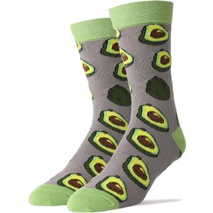 2 x ooohyeah Men's Funny Novelty Food Fruit Theme Crew Socks, Fun Crazy Silly Cotton Dress Socks, Shoe Size 8-13