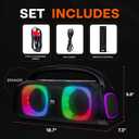 Pyle Portable Bluetooth Speaker Boombox with Dual 5 High-Performance Wireless Speakers, 160W Power, Rechargeable Battery, Mic Priority, USB/Micro SD/AUX/FM Radio, LED Ring Light, Outdoor Speaker
