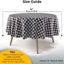 Exquisite Picnic Table Cover - 12 Pack Round Premium Black & White Checkered BBQ Table Cover - Gingham Checkerboard Disposable Plastic Tablecloth 84 inch