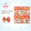 4 Rolls 24 Yards Red Christmas Wired Ribbon, Gingerbread Man, Snowman Snowflake Ribbon Christmas Swirl Burlap Gift Wrapping Line for DIY Craft Bow Garland Decoration,2 Inch