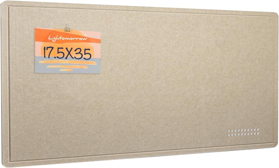 Bulletin Board, 35 x 17 1/2 inches Felt Board - Decorative Pin Board, Cork Board Alternative for Wall, Foldable Self-Adhesive Vision Board Prayer Board with 20 Pushpins Beige Brown