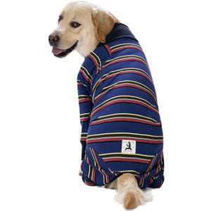 Dog Surgery Recovery Suit Female Male for Dogs After Surgery Medium Large Dogs Onesie,Lightweight Dog Recovery Suit for Shedding Prevent Licking Surgical Wound,Dog Pajamas Pjs Clothes, Full Belly (30 (Chest 29.92 in | Backlength 19.69 in), Navy stripes)