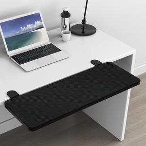 HONJIE Ergonomics Desk Extender Tray, Suitable for Office. Foldable, Punch-Free Clamp on.Computer Keyborad Tray, Desk Extension Board (21.65"*9.45"(55cm*24cm), Carbon)