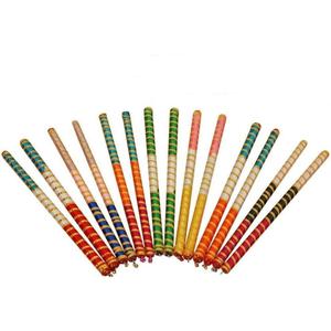 Craftsofindia Colorful Decorated Wooden Dandiya Stick 4pcs (2 Pairs) Dandia Stick For Navratri Dandiya Garba Dance