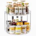 LAMU 10.6in 2 Tier Lazy Susan Turntable Organizer Rotating Spice Rack Organization for Cabinet, Kitchen Pantry, Countertop, Bathroom, Vanity, Medicine Cabinet Organizer, Clear