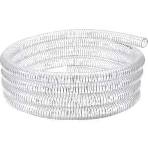 Wire Reinforced Hose 1" id - 10ft Clear High Pressure Suction Line Plastic Vinyl Tubing with Spiral Steel Wire, Drain Water Fuel Powder