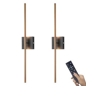 Battery Operated Wall Sconces with Remote Control, Dimmable Wall Sconces Set of Two 350°Rotate 3000K LED Matte Black and Brass Gold Wireless Wall Light Battery Powered Cordless Rechargeable Wall Lamps