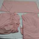 Amazon Basics 4 Piece Bed Sheets Set, 100% Cotton Jersey, Includes Super Soft, Flat and Fitted Sheets, Pillowcase, Queen, Blush, Solid