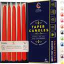 Rich Red 12 Inch Taper Candles - Pack of 12 Premium Unscented, Dripless & Smokeless Hand-Dipped Candles for Birthday, Wedding or Dinner Decorations and Formal Candlelighting
