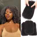 Afro Kinkys Bulk Human Hair for Draedlock Extensions Repair Locs Afro kinkyhair For Braiding Twist Braids Afro Human Hair (Natural Black, 16 Inch (Pack of 1))