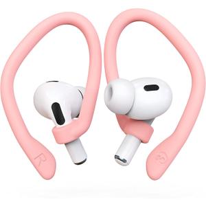 DamonLight Ear Hooks 2 Pairs for AirPods Pro 2 & 1, AirPods 4 & 3, Anti-Slip Comfortable Fit, Ergonomic Design, Accessories (Large, Pink)