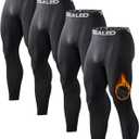 4 Pack Men's Thermal Compression Pants Fleece Lined Sports Tights Athletic Leggings Cold Weather Baselayer Winter Gear M