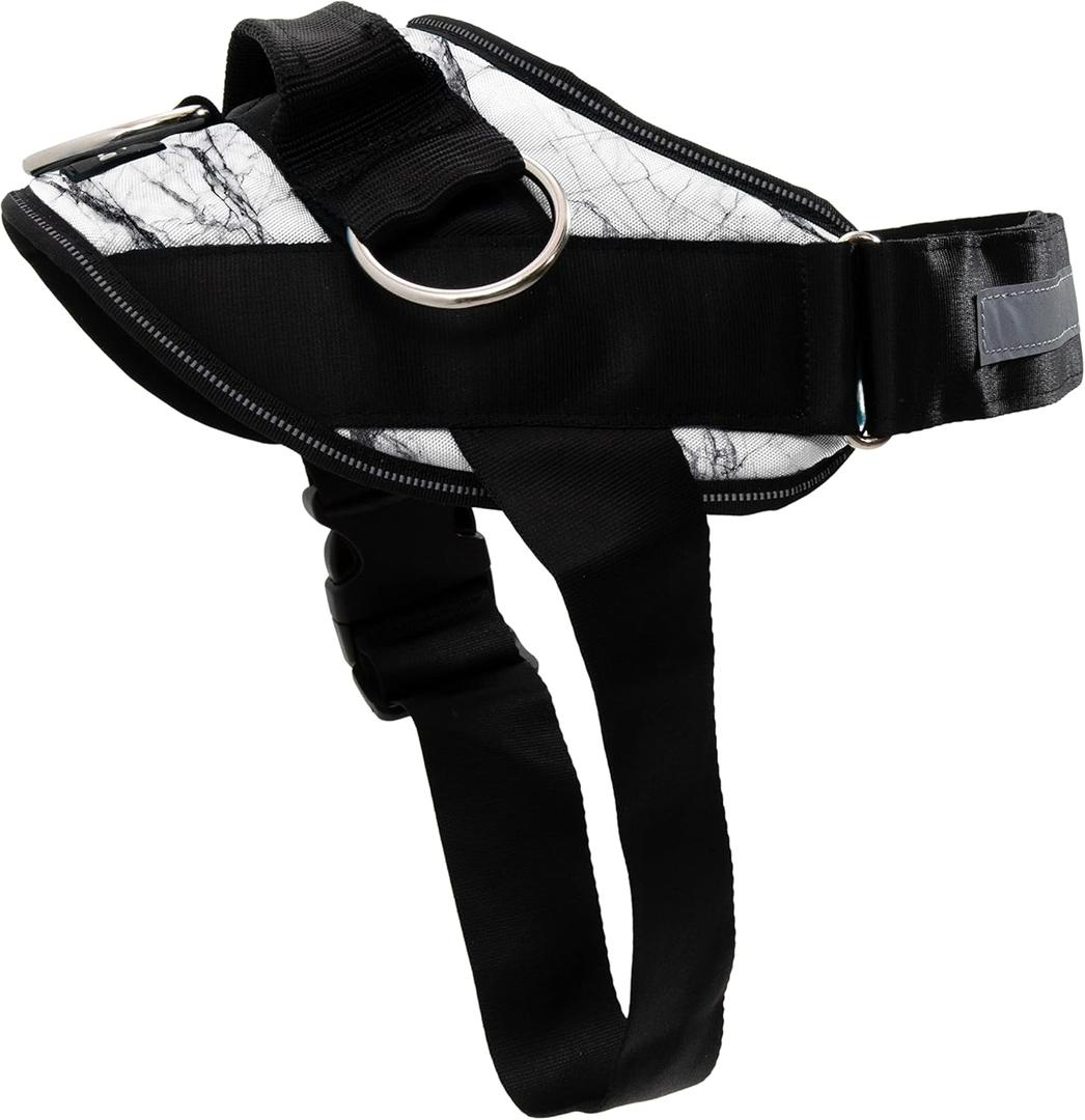 ShawnCo Essential Dog Harness, No-Pull Pet Vest with 3 Leash Clips, No Choke, Reflective, Adjustable and Padded, for Easy Walking and Training for Small, Medium and Large Dogs (White Marble, Medium)