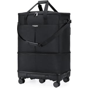 Large Capacity Rolling Duffle Bag with Detachable Wheels,Expandable Foldable Suitcase for Travel,Collapsible Luggage Duffel Overnight Weekend Bags without Telescoping Handle