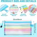 Fainne 120 Pack Mesh Pencil Pouch Mesh Zipper Pouch 9" x 4.7" Pencil Case Bulk Multipurpose Cosmetics Toiletry Small Bag for Office Travel(Multicolored Stripes Colors)
