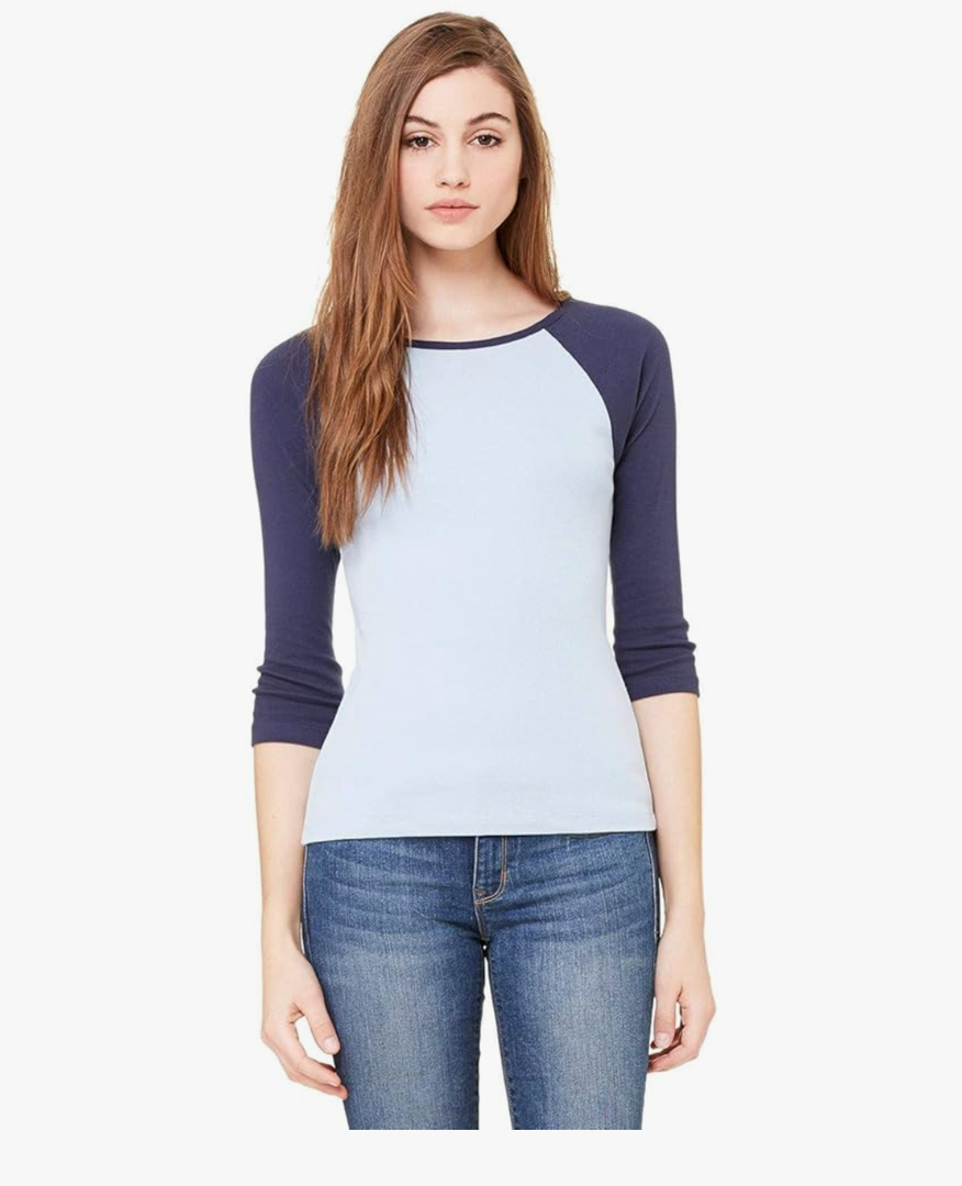 Women's Ladies Soft Rib 3/4-sleeve Raglan T-Shirt M