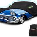 Waterproof Car Covers for Chevy Impala 2-Door/Bel Air/Biscayne 2/Sedan/Coupe 1958-1970,420D Oxford Cloth Sun Heat Protection Outdoor Covers with Driver Side Zipper Windproof Heavy Duty All Weather (Black)