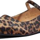 LUCKY STEP Women's Mary Jane Flat Shoes Comfortable Dress Shoes Ankle Strap Round Toe Retro Faux Leather Slip On Flats (7, Leopard)