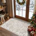 Washable Hallway 3x4 Floor Mats: Farmhouse Non-Slip Kitchen Sink Area Rug Water-Resistant Small Carpet for Living Room Bathroom Thin Soft Doormat Easy-Clean Decorative Rug for Pets Family (3x4,Beige)