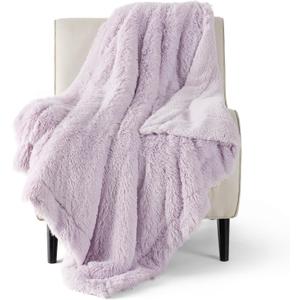Bedsure Fluffy Lavender Purple Throw Blanket Gifts for Women, Kids, Soft Fleece Cozy Fuzzy Sherpa Plush Warm Minky Thick Faux Fur Throws for Couch, Purple Decor House Blanket Gifts for Mom, 50x60