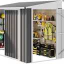 DWVO 7x4 FT Outdoor Weatherproof Storage Shed, Secure Metal Bike Shed w/ Lockable Entry, Garden Storage Solution for Lawn Equipment, Tools, Waste Bin, Dark Gray