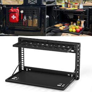 HOCHO Fit for Bronco Tailgate Table Heavy Duty, Upgraded Collision-Free Noise No-Drill Easy to install Double Layer Foldable Molle Panel Fit for 2021-2025 Ford Bronco Accessories