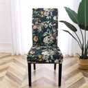 Gibelle Chair Covers Dining Room Set of 4, Stretch Spandex Slipcover for Dining Room & Kitchen Parsons Chairs, Removable Washable Seat Protector Cover (Floral, Black)