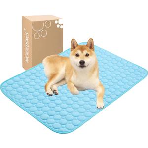 MICROCOSMOS Summer Cooling Mat & Sleeping Pad- Water Absorption Top, Materials Safe, Easy Carry, EZ Clean. Keep Cooling for Pets, Kids and Adults.(Blue, 36" x24")