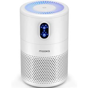 MOOKA Air Purifiers for Home Large Room up to 1076ft, H13 True HEPA Air Filter Cleaner, Odor Eliminator, Remove Smoke Dust Pollen Pet Dander, Night Light, B-D02L White