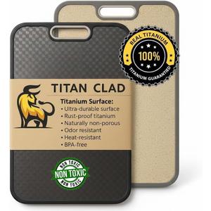 Titanium Cutting Board for Kitchen, Cutting Board Double Sided Food Grade, Pure Titanium and Wheat Straw PP, Scratch Resistant, Non Toxic Chopping Board, Dishwasher Safe, Easy to Clean Large Size