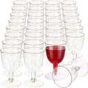meekoo 50 Pack Plastic Wine Glasses with Stem Disposable 5.7 oz Gold Glitter Champagne Cups Wine Goblets Cocktail Cups for Weddings Birthdays Bridal Shower graduation Parties