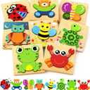 Bekayshad Wooden Puzzles Toddler Toys Gifts for 1 2 3 Year Old Boys Girls, 8 Pack Animal Jigsaw Puzzles Montessori Toys, Learning Educational Christmas Birthday Gifts for Girls Boys Ages 1-3