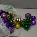 6 Ft Mardi Gras Garland with Purple Green Gold Glitter Balls, Carnival Bead Decor for Front Door, Mantel, Wall and Fireplace, Festive Fat Tuesday Indoor Outdoor Party Supplies