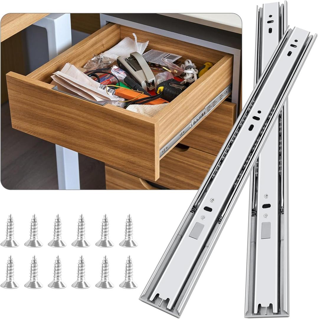 18 inch Soft Close Drawer Slides 6 Pairs Ball Bearing Full Extension Cabinet Drawer Slides 3 fold, Side Mount, 100 LB Capacity Heavy Duty Drawer Slide 18"