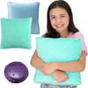 Special Supplies Vibrating Pillow Sensory Pressure Activated for Kids and Adults, 12 Plush Minky Soft Cover-Textured Therapy Stimulation Bumps, 3 Vibration Modes, Music & Voice Recording- Blue/Green