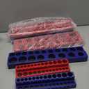 Magnetic Socket Organizer,6-Pack SAE & Metric 1/2,3/8,1/4 Inch Drive Sockets Holder,Holds 141 Standard/Deep Sockets,Blue and Red Magnetic Socket Tray(Sockets Not Included)