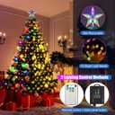 Solar Christmas Tree Lights with Star Topper, 410 LED 6.6FT x 16 Lines Christmas String Lights with 19 Models Timer Remote, Waterfall Tree Lights USB Powered for Xmas Tree(Warm White & Multi-Colored)