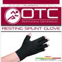 OTC Resting Splint Glove, 5 Finger Semi-Rigid Splints, Open Tips, Black, Left Hand, Large