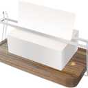 Napkin Holder for Table,Wood W Stainless Steel Napkin Dispenser,Napkin holders with Weighted Center Bar for Kitchen,Bar Cocktail Paper Towel Napkin Holder Flat