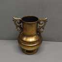 Deco 79 Metal Decorative Vase Weathered Vintage Amphora Centerpiece Vase with Scroll Handles, Flower Vase for Home Decoration 7" x 7" x 10", Gold