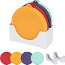 4 Cup Silicone Lid & Lid Organizer - 4 Pack Replacement Lids for Pyrex 7201-PC Glass Bowls and Anchor Hocking 4 Cup Glass Bowls & 2 Pack Adjustable Organizers for Kitchen Cabinet Storage