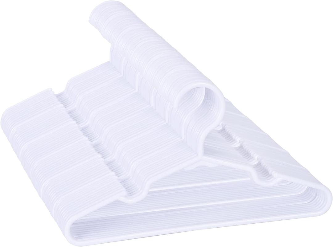 Baby Kids Hangers for Closet - 11.4 Inch 100 Pack Plastic - Children Infant Toddler Hangers for Clothes (White)