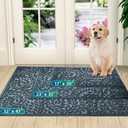 Bulijojo Front Door Mat Entrance,Durable Heavy Duty Welcome Mat,Thick Absorbent Natural Rubber Non Slip Mat, Sturdy Entryway Blue 47"x32", 2'8" x 3'11"