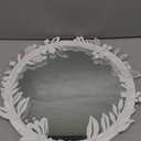 Blue Page Decorative Round Mirror for Wall Decor, White Floral With Flower Frame, Framed Circle Wall Mounted, Accent Iron Circular for Bathroom Sink Hallway Entryway