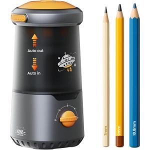 VUSIGN Electric Pencil Sharpener with 5 Adjustable Settings, Fully Automatic Pencil Sharpener for 6.9-10.8mm No.2/Colored Pencils, Auto in & Out, Rechargeable Sharpener Cute for Home Office Classroom (Dark Gray)